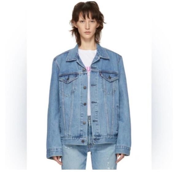 LINE OF TRADE The Montana Denim Jean Trucker Jacket Oversized Size Medium - Picture 1 of 10